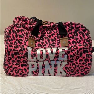 Vintage PINK Victorias Secret Travel Luggage in Pink Leopard Print